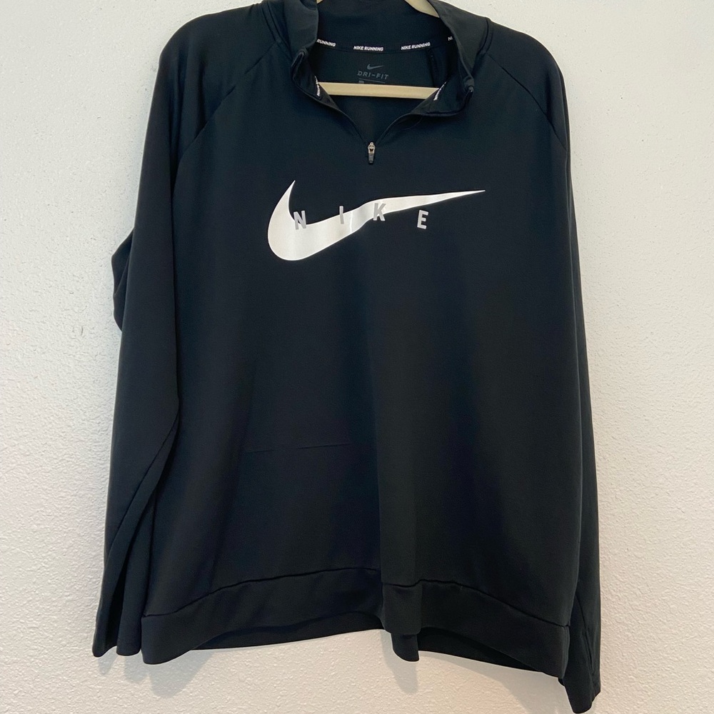 Nike Black 1/4 Zip Dri-FIT Pullover with White Swoosh